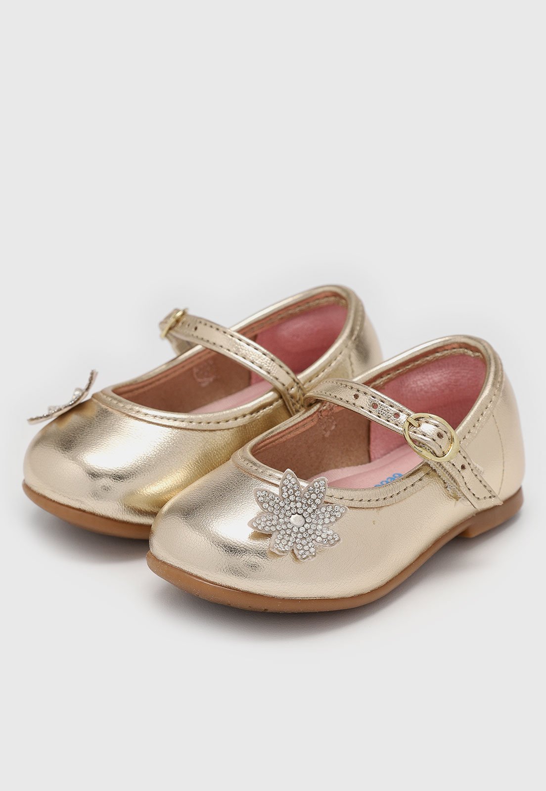 Vista 2 Infantil - Sapatilha Molekinha Flor Dourada dourado MOLEKINHA dourado