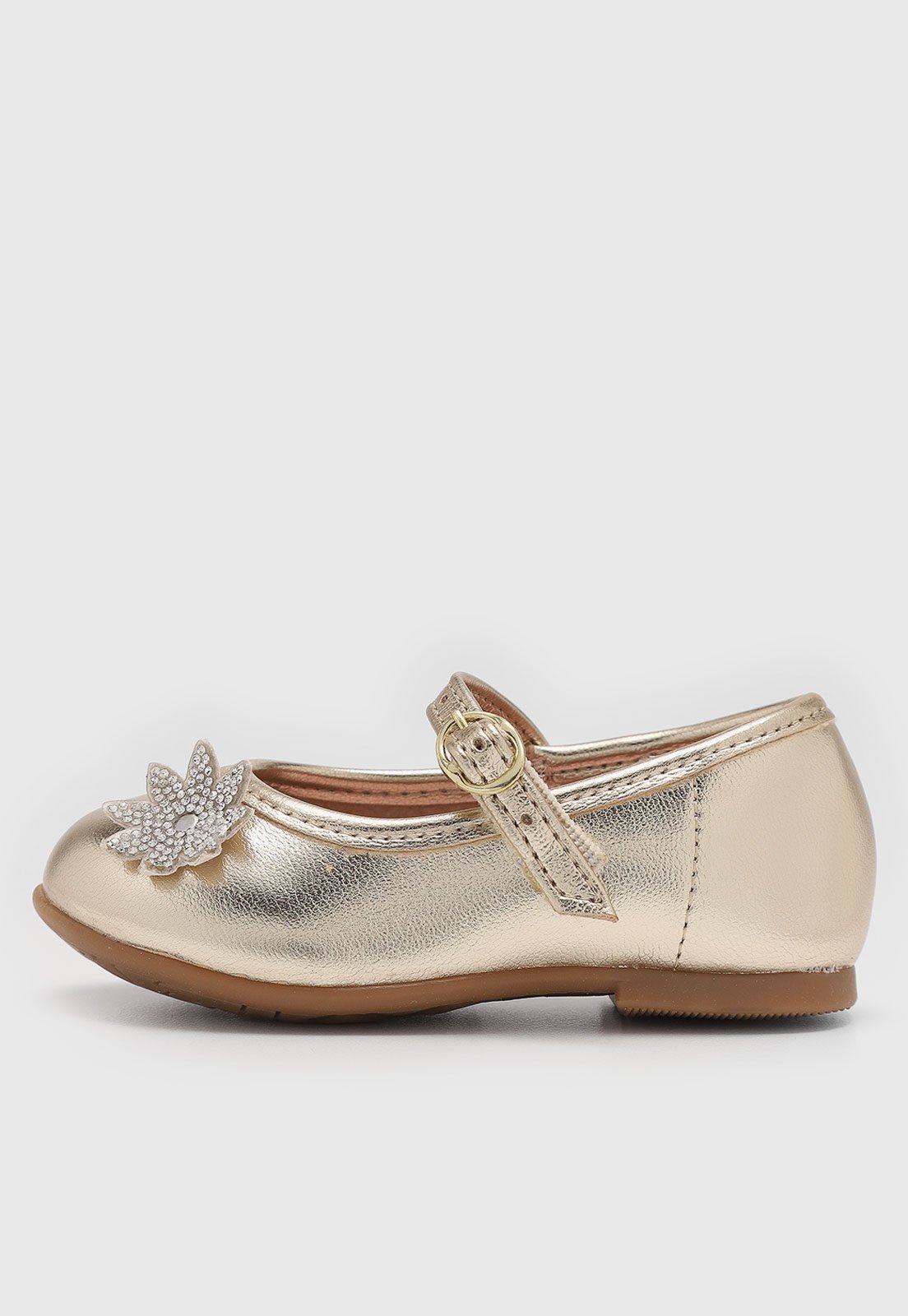 Vista 3 Infantil - Sapatilha Molekinha Flor Dourada dourado MOLEKINHA dourado