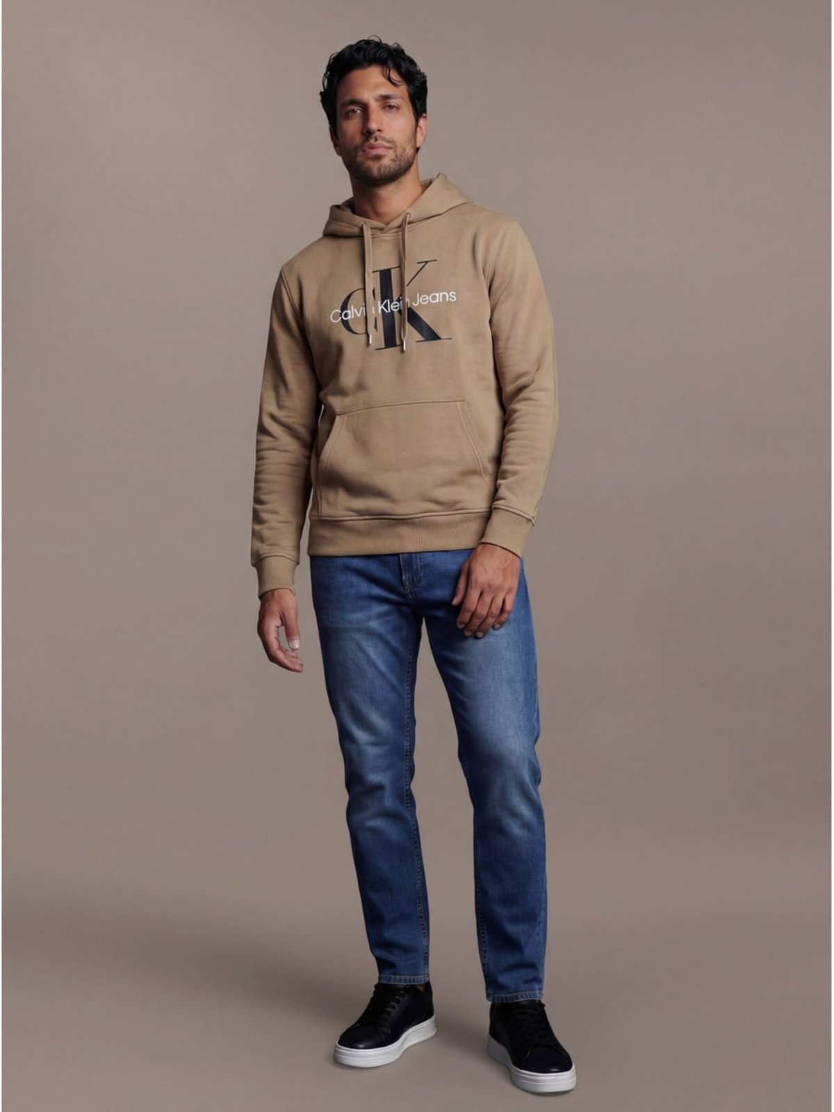 Moletom Masculino Hoddie Calvin Klein Jeans - Caqui Medio Calvin Klein Jeans