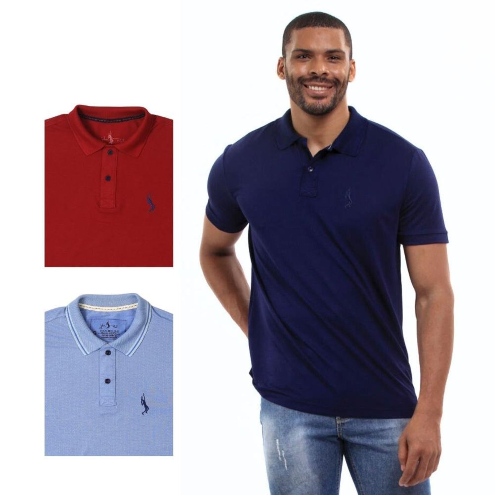 Kit 3 Camisa Polo Masculina Slim Piquet Algodão Ocasiões