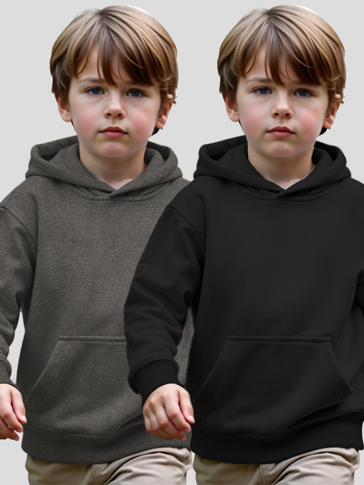 Infantil - Kit 2 Moletom Canguru Menino Benellys Preto e Chumbo
