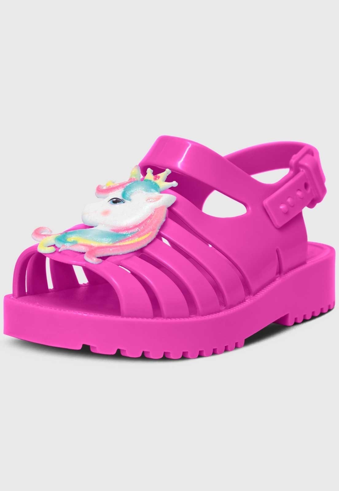 Infantil – Sandália Rasteira Pópidi Menina Emborrachada Unicórnio Pink