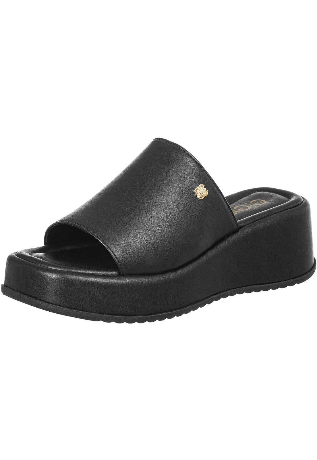 Vista 2 Tamanco Feminino Mule Flatform Anabela Plataforma Sola Macia Gigil preto Gigil preto