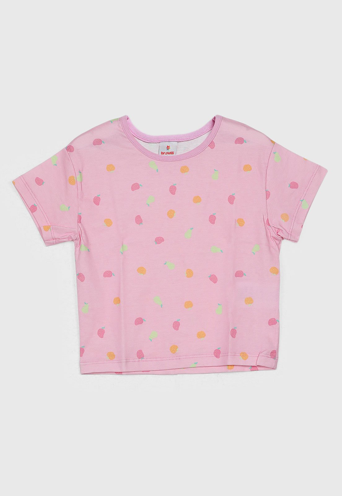 Infantil - Camiseta Brandili Estampa Frutas Rosa