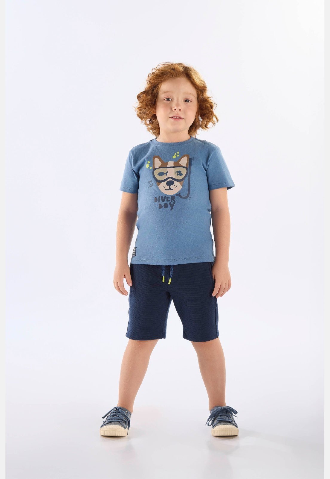 Infantil - Conjunto Diver Boy Camiseta Bermuda Up Baby Azul