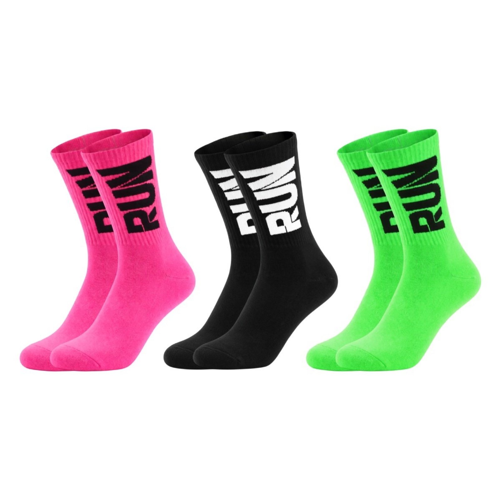 Kit 3 Pares Meias Run Corrida Esportiva Poliamida Cano Alto Unissex Sortido