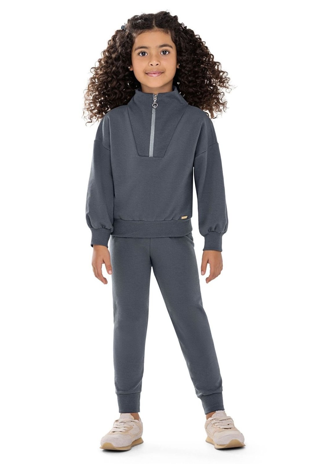 Infantil - Conjunto Menina Gola Com Zíper Colorittá Cinza