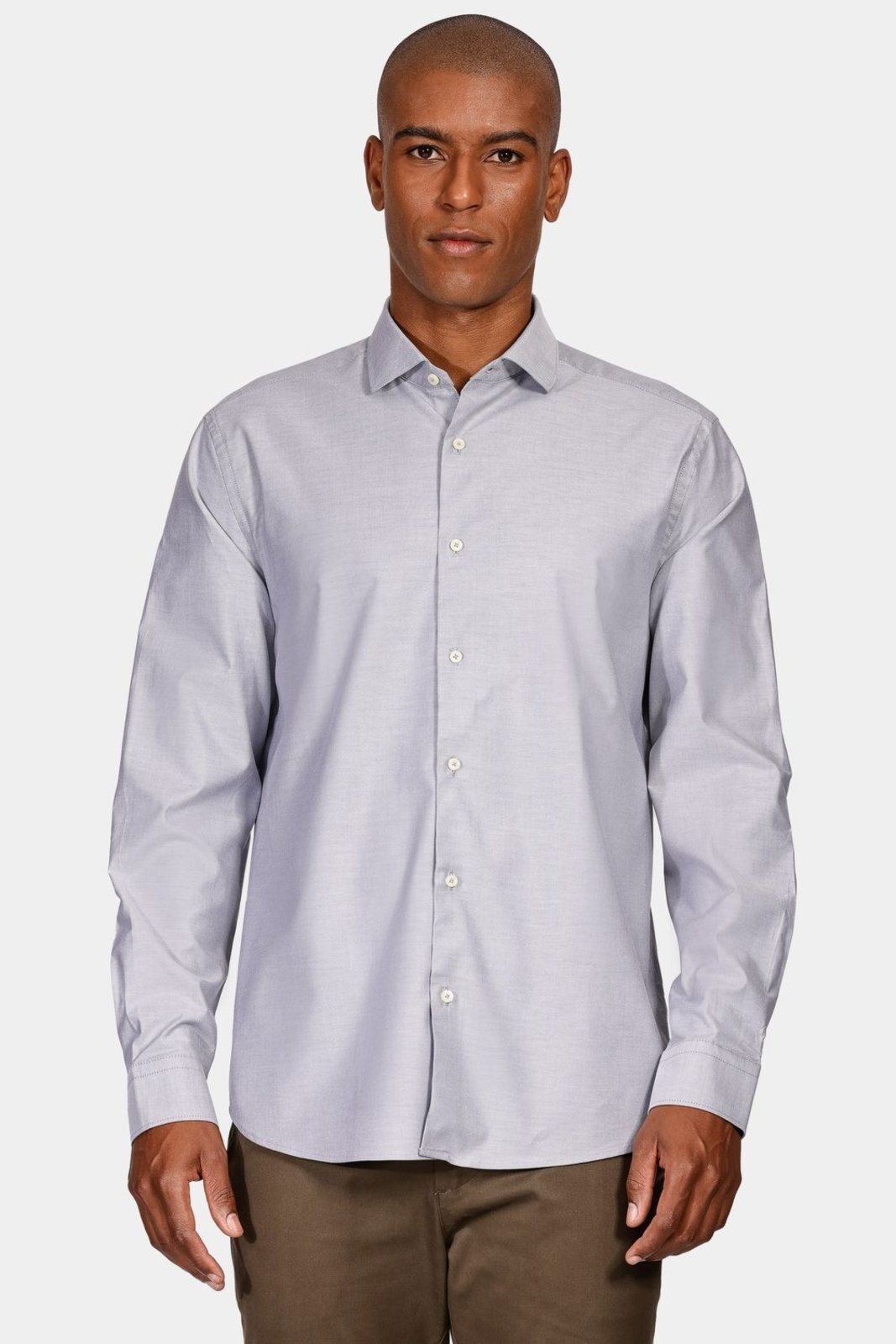 Camisa Aramis Manga Longa Slim Sarja Pima Stretch Cinza