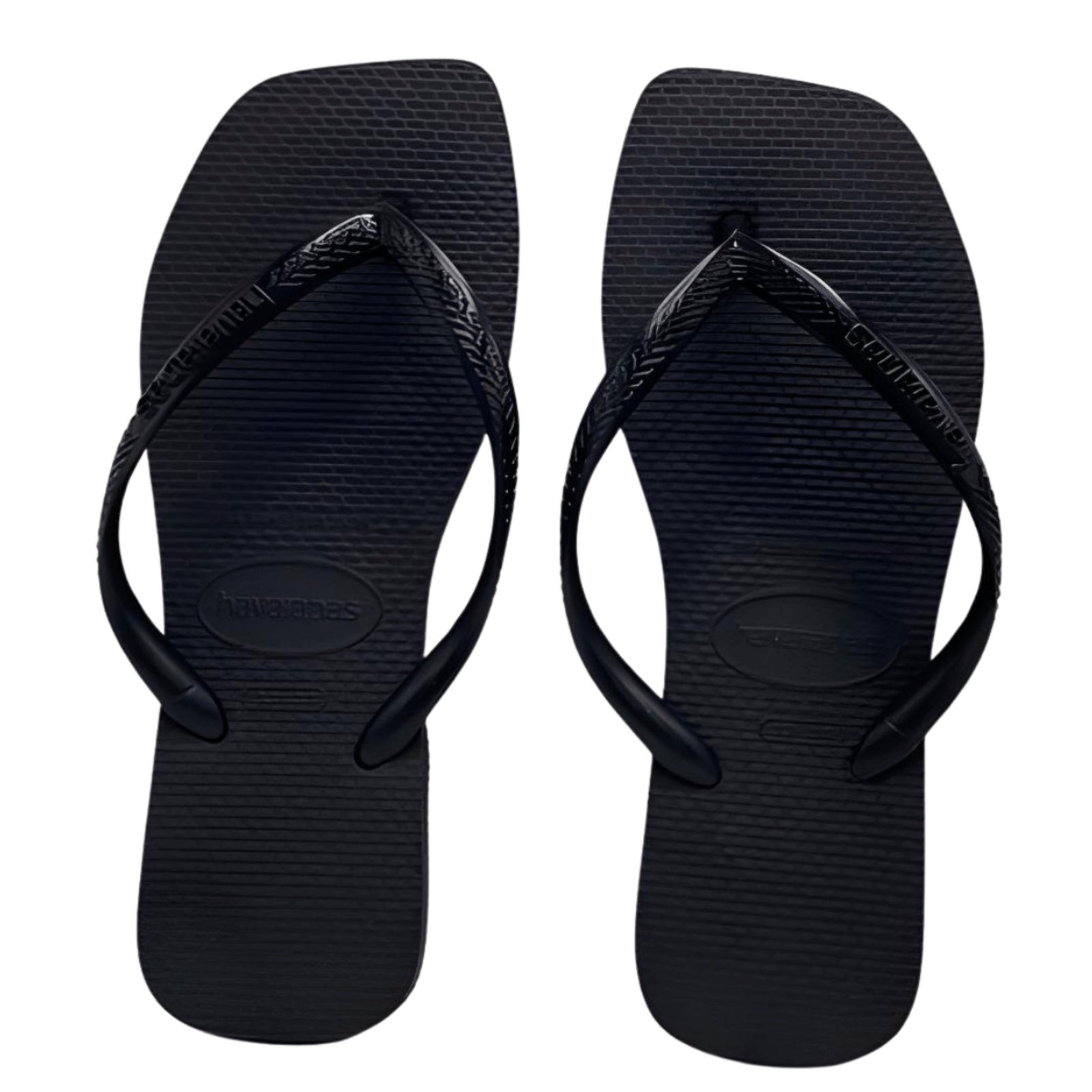 Vista 2 Chinelo Havaianas Slim Branco Bico Quadrado preto Havaianas preto