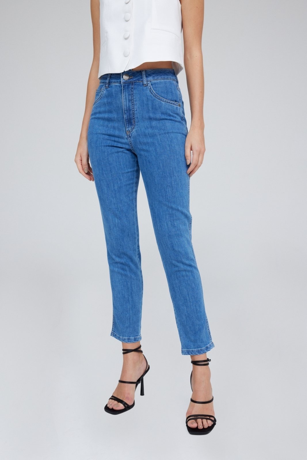 Calça Jeans Traymon Reta 5 Bolsos Azul