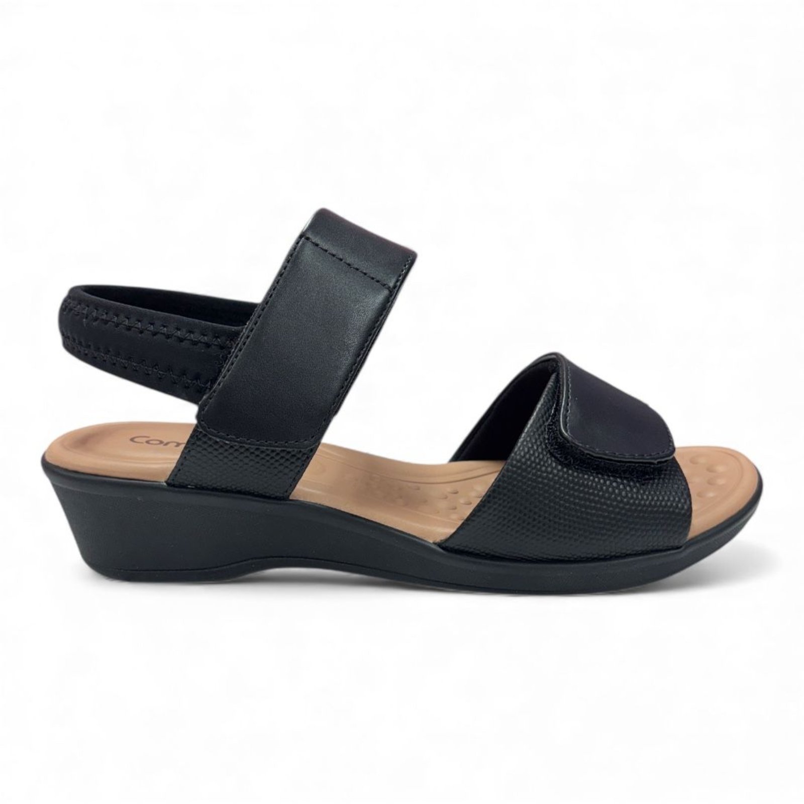 Vista 3 Sandália Feminina Preta Leve Elástico Comfortflex 2572303-4 preto Comfortflex preto