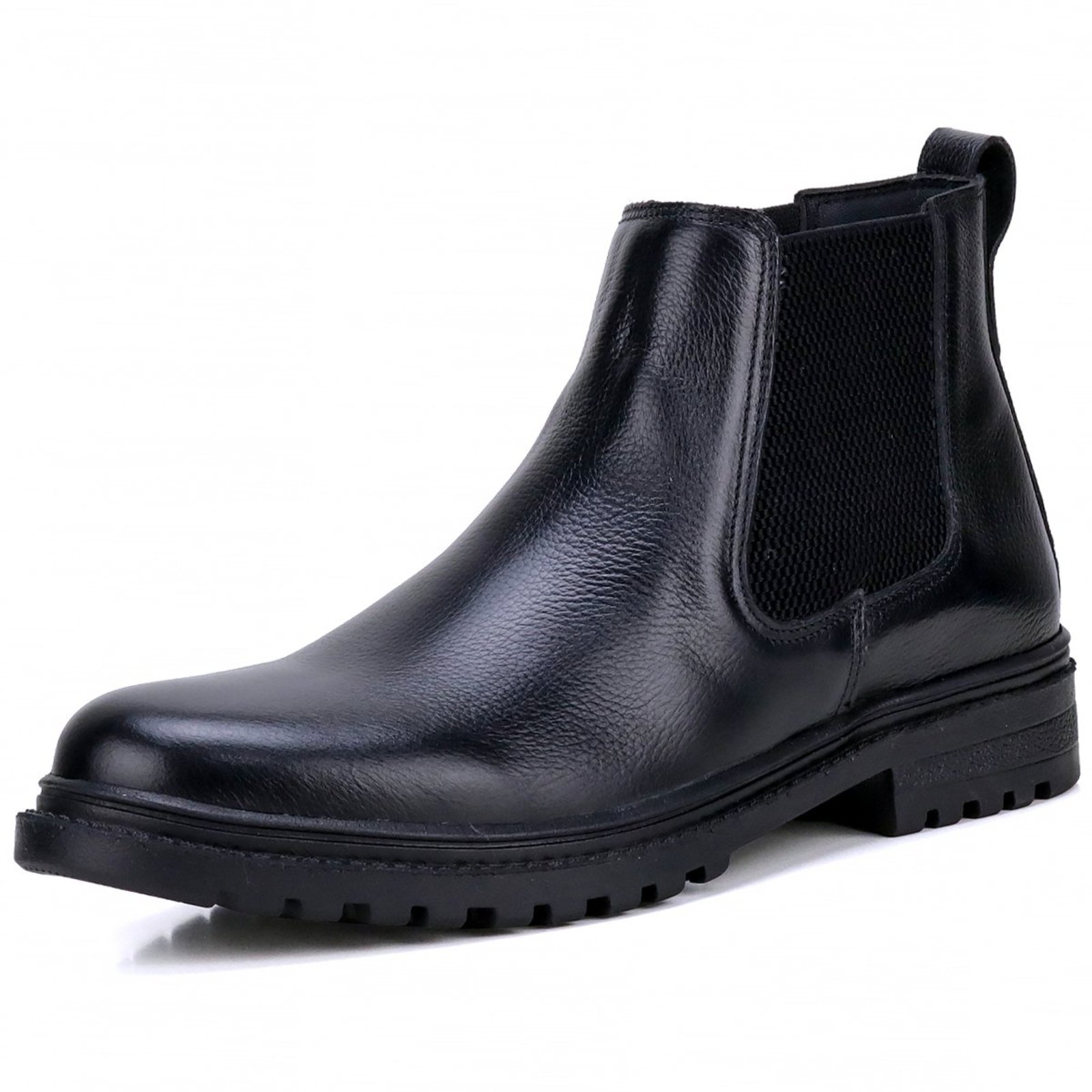 Bota Botina Chelsea Mr. gutt Casual de Couro Preta