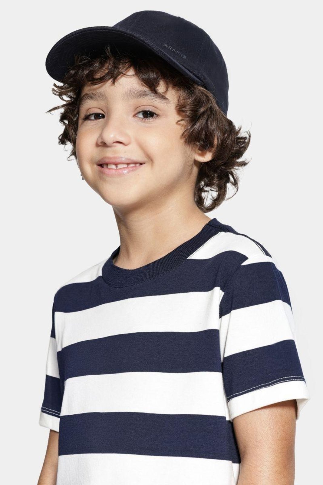 Vista 3 Infantil - Camiseta Aramis Algodão Malha Listrada Navy azul navy Aramis azul navy