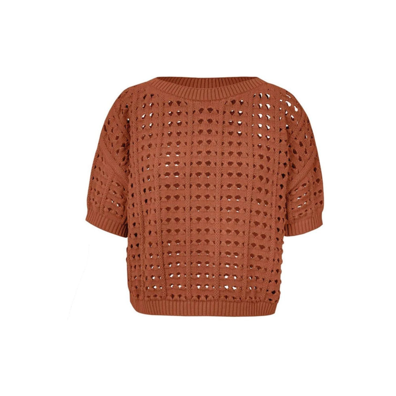 Blusa Feminina Biamar Algodão Manga Vazada Marrom