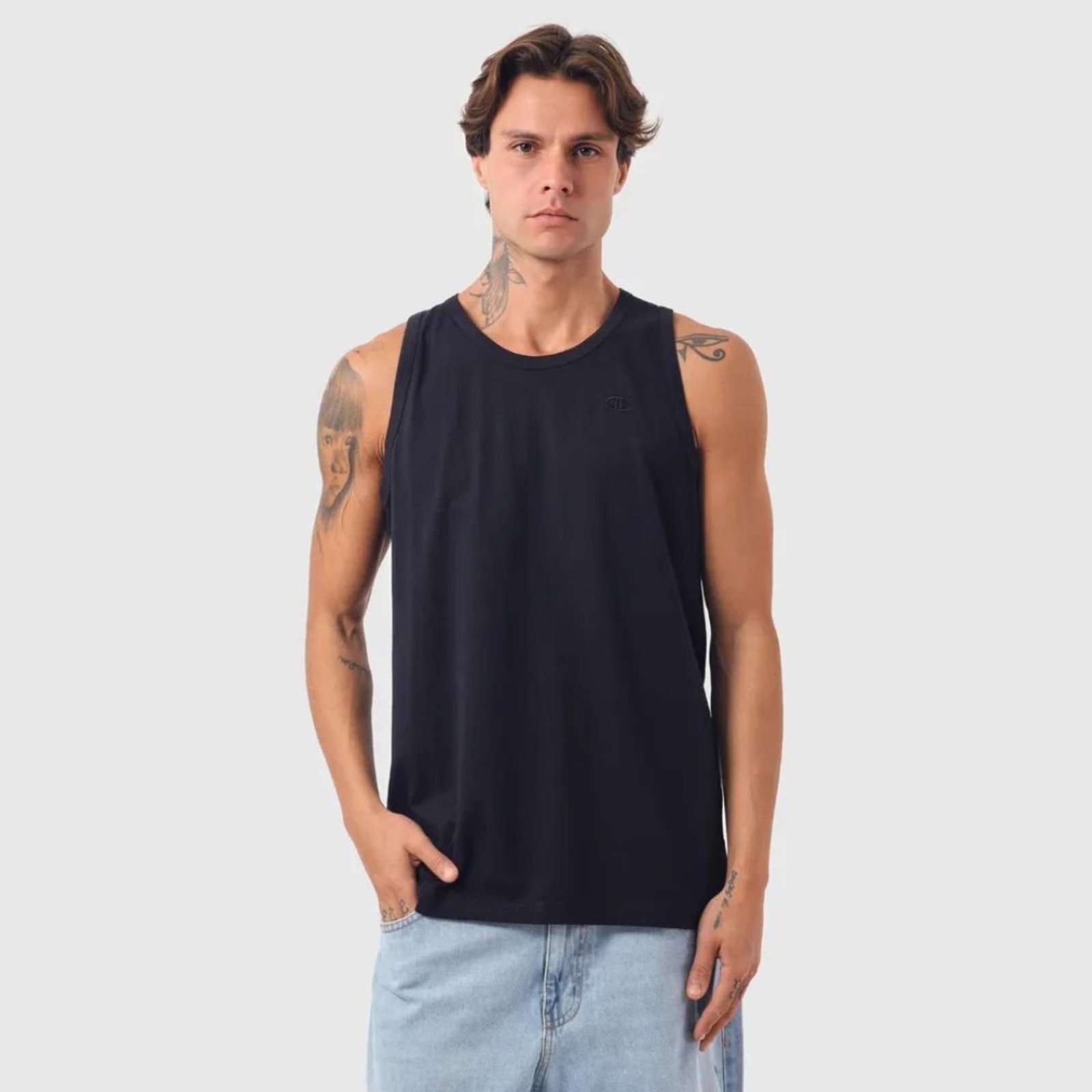 Camiseta Regata Champion Life C Logo Emb - BLACK
