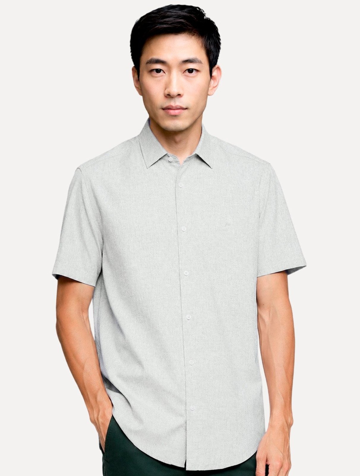 Camisa Aramis Masculina Manga Curta Slim Modal Boa Vista Cinza