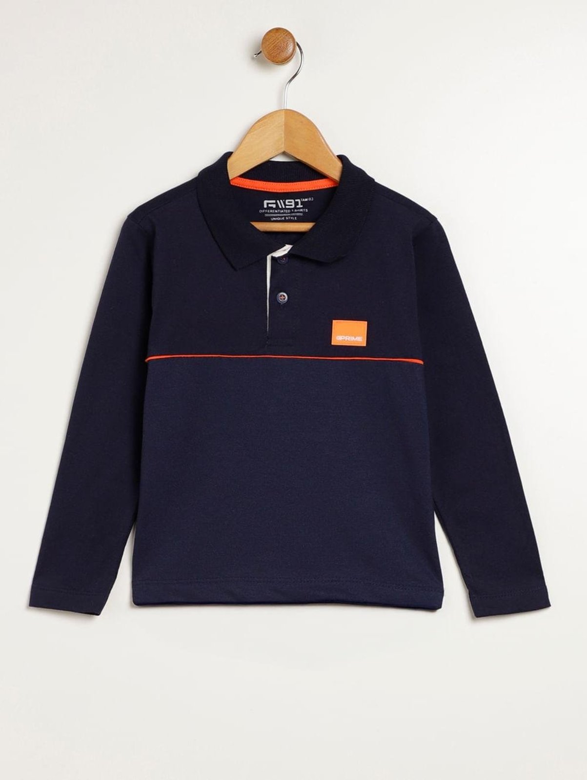 Infantil - Polo Manga Longa Para Menino - MARINHO