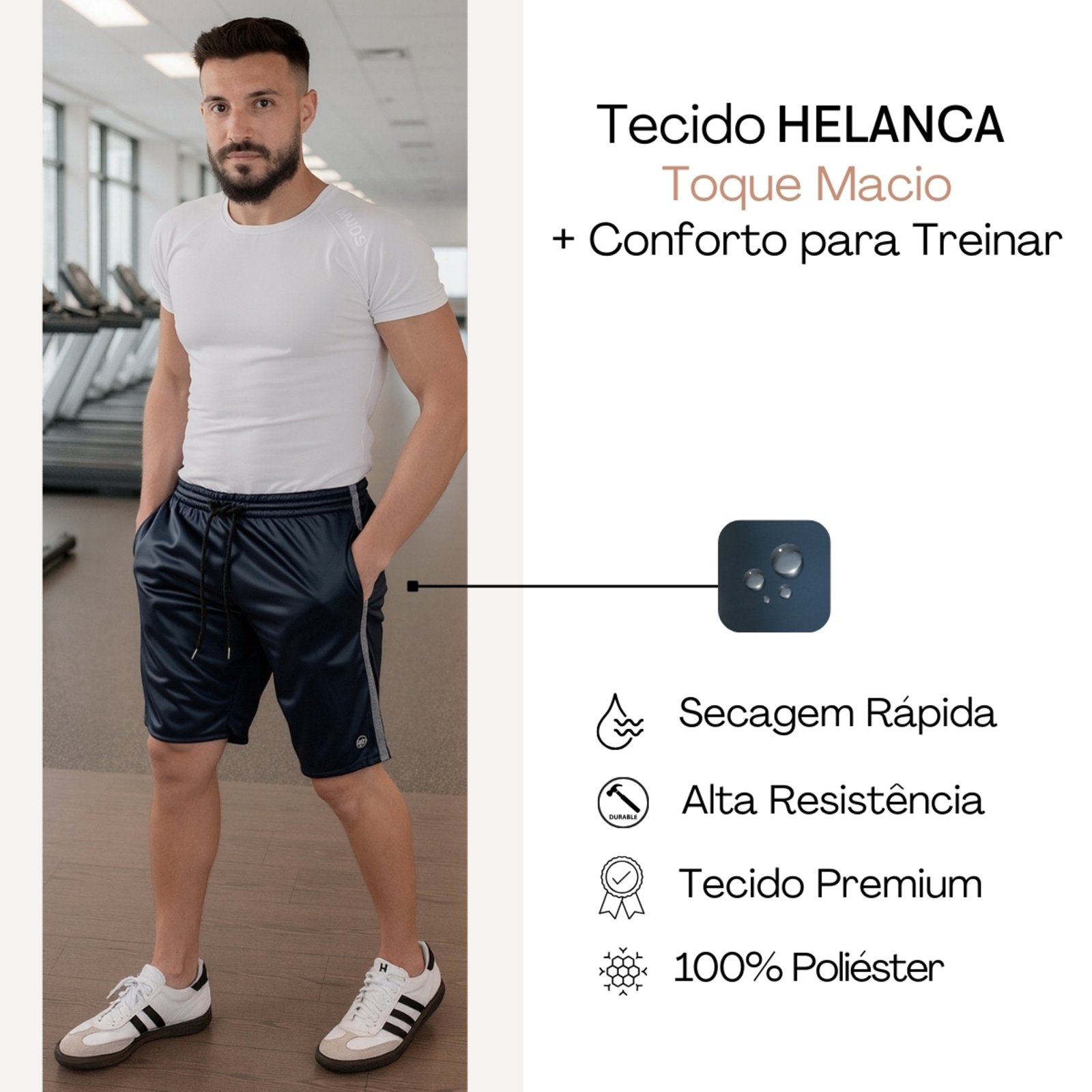 3 Bermuda Premium Helanca Short Esporte Academia Treino