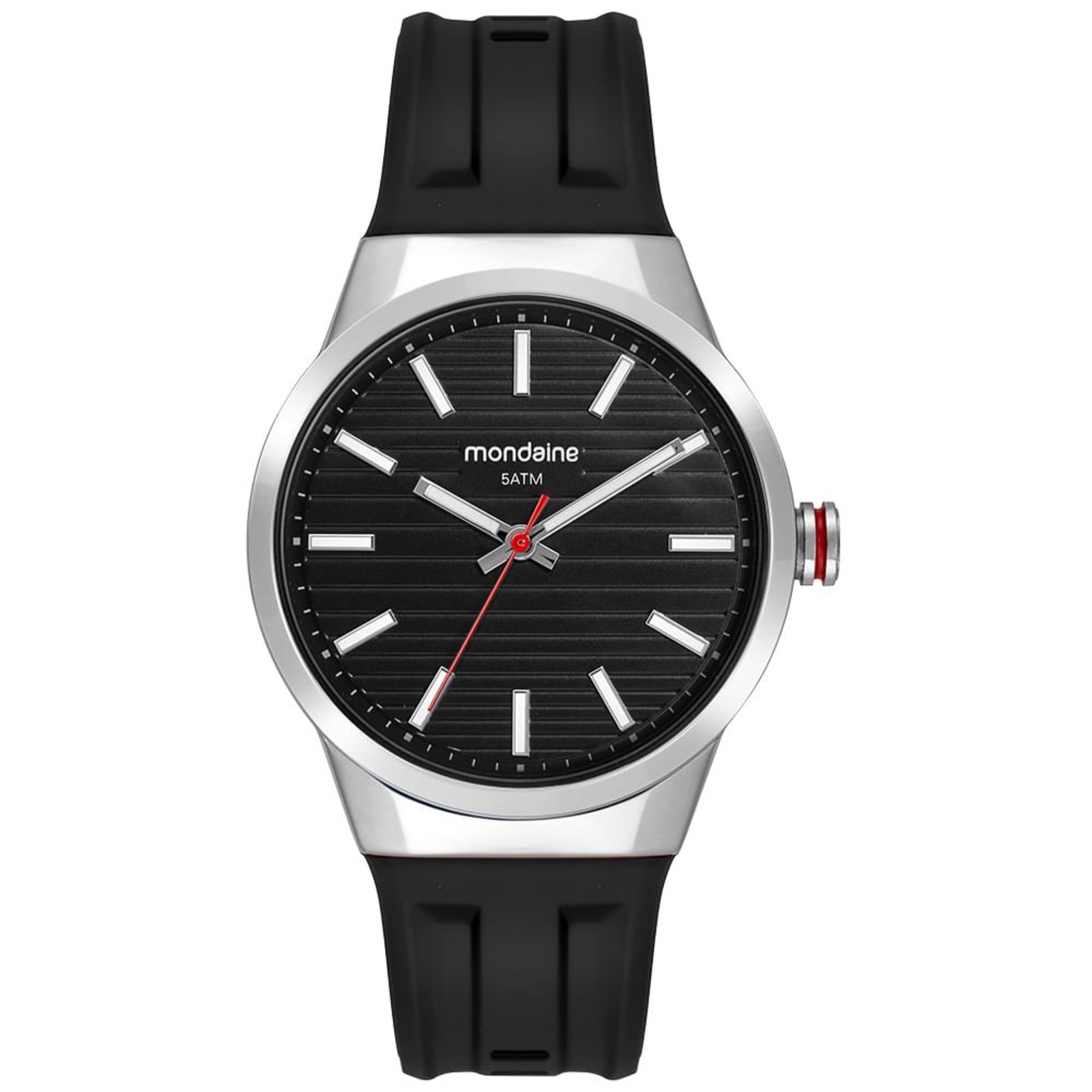 Relógio Mondaine Masculino Preto com Silicone Preto Mondaine