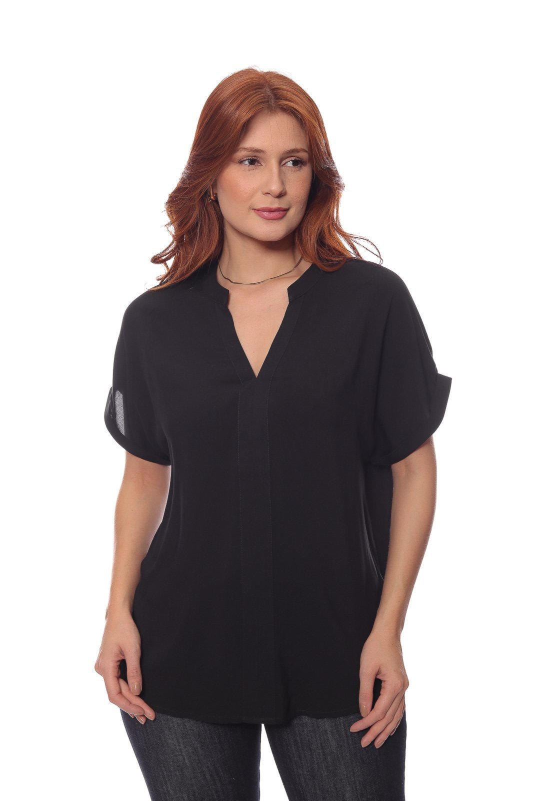 Camisa Feminina Viscose Gola Padre Manga Curta Crocker