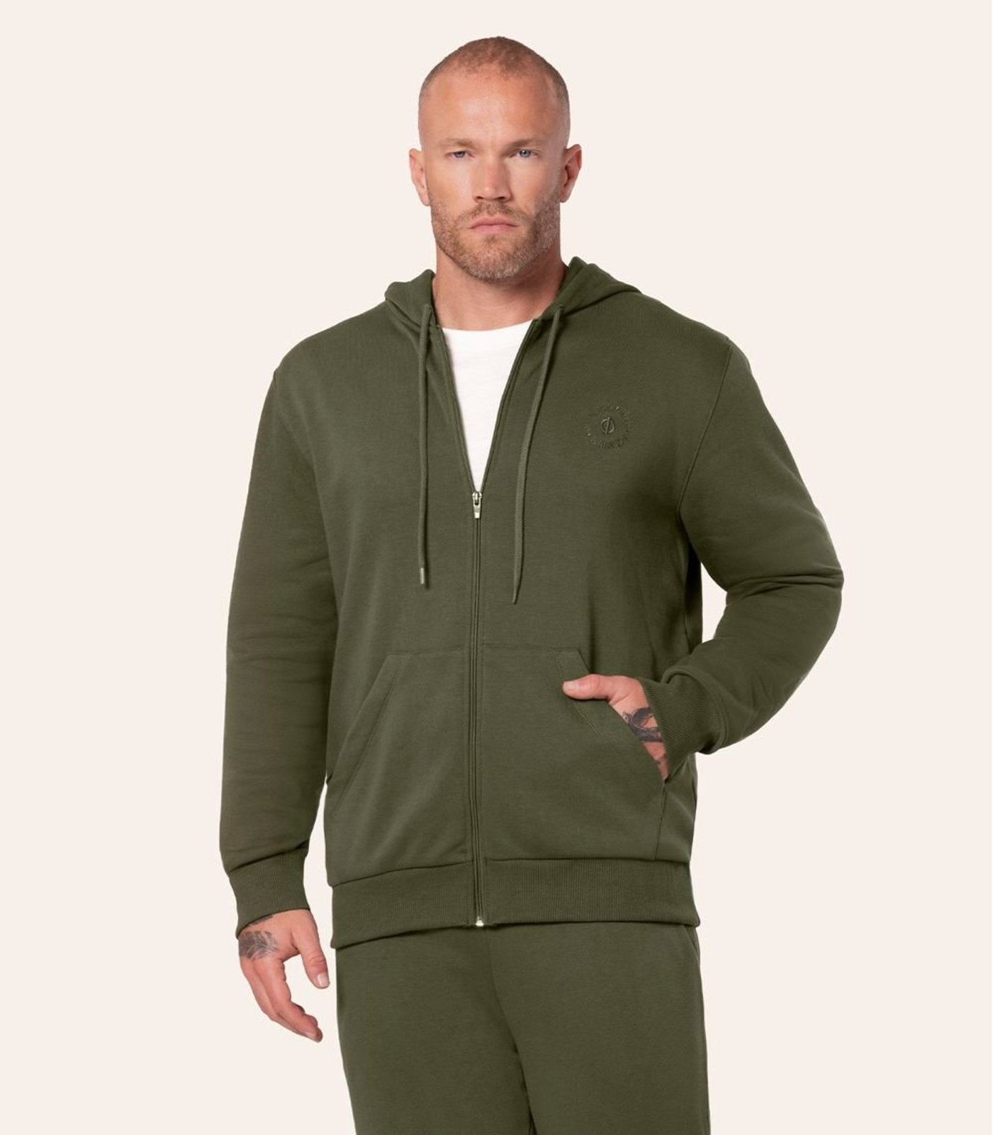 Jaqueta Masculina Moletom Felpada E Capuz Diametro Verde