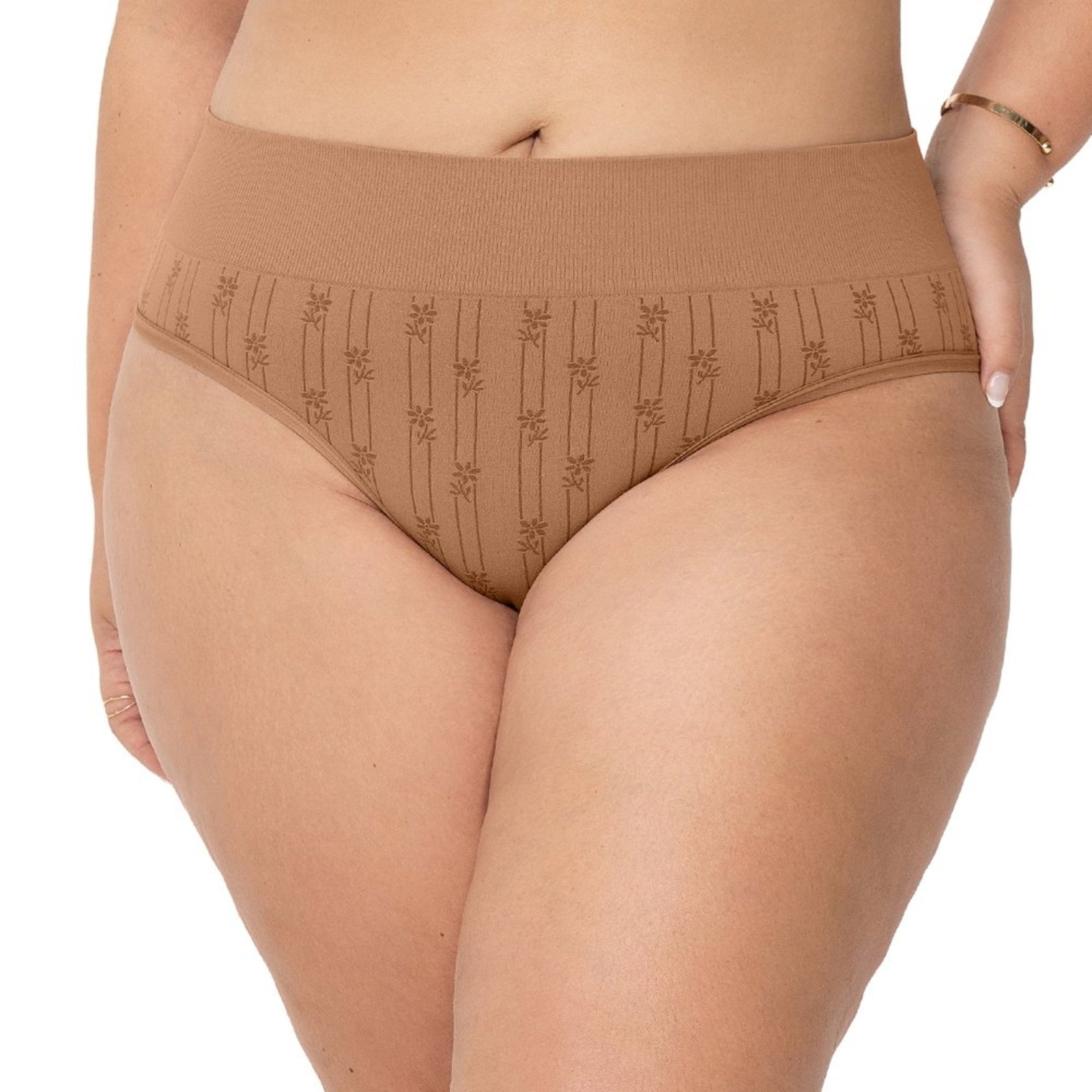 Calcinha Biquini Plus Size Cós Alto Anatômica Bege