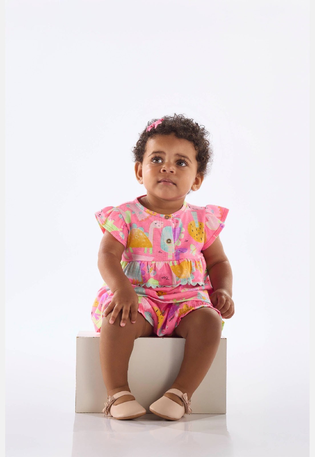 Vista 2 Infantil - Conjunto Bata Calcinha Dinossauros Up Baby rosa Up Baby rosa