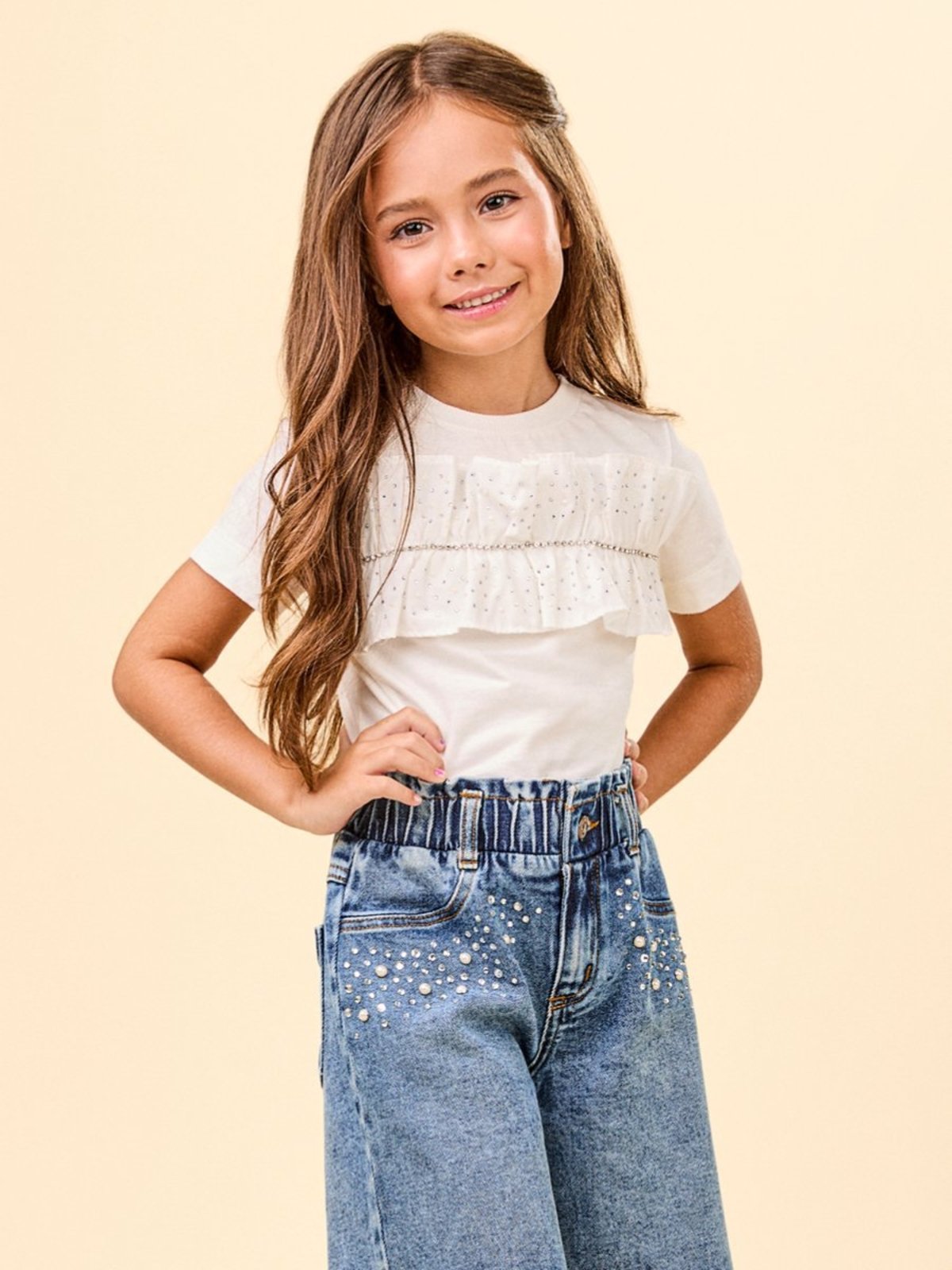Infantil - Blusa de Babado com Strass