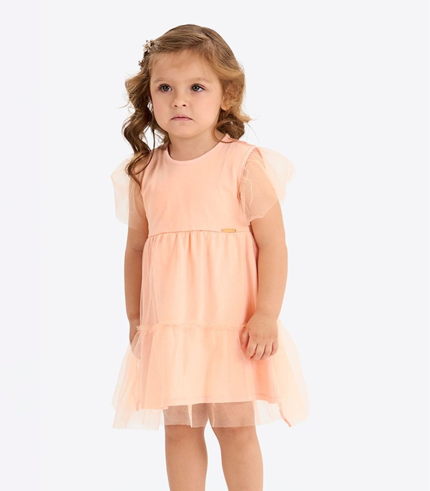 Infantil - Vestido Verão Menina Com Tule Rovi Rosa