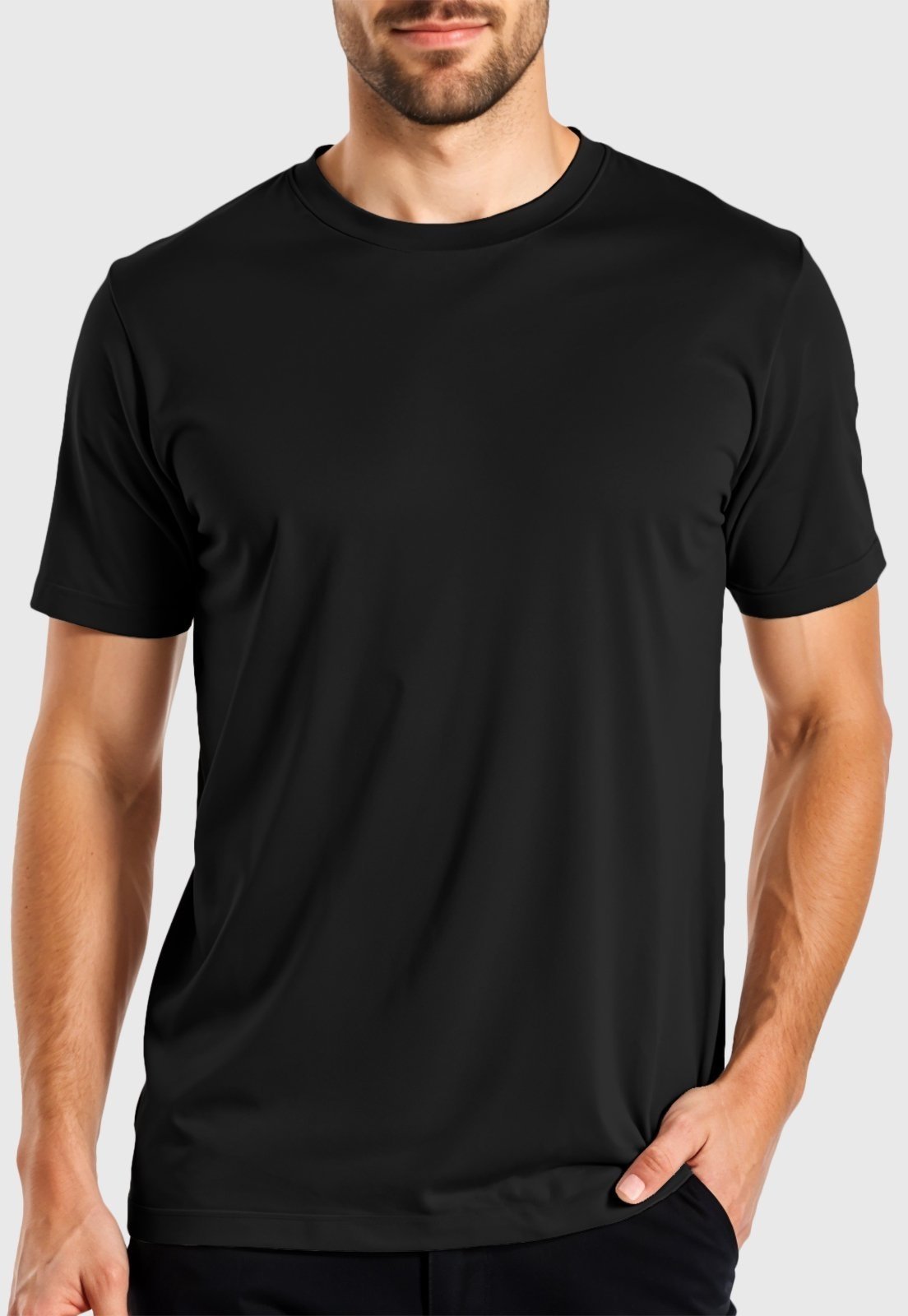 Vista 3 Camiseta Masculina Preta Lisa Algodão Premium Benellys preto Benellys preto