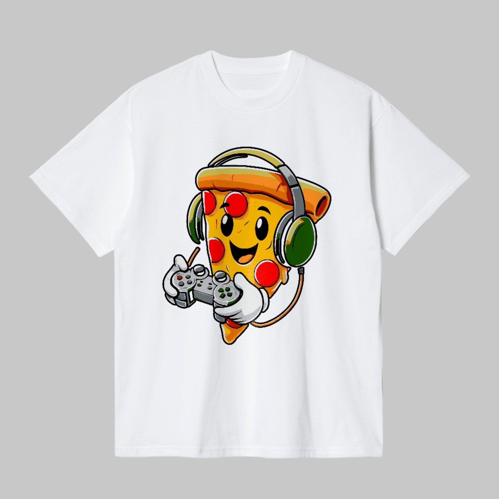 Camiseta Básica Fatia Pizza Gamer Estilo Geek Divertido Branco