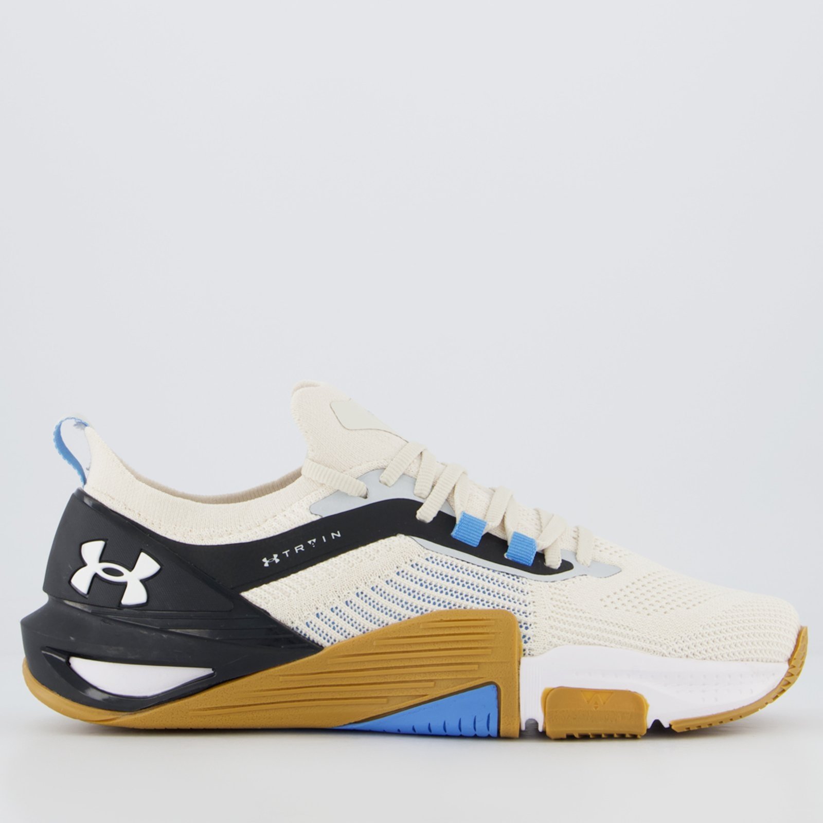 Vista 2 Tênis Under Armour Tribase Cross 2 SE Off-White e Azul Claro branco white branco white