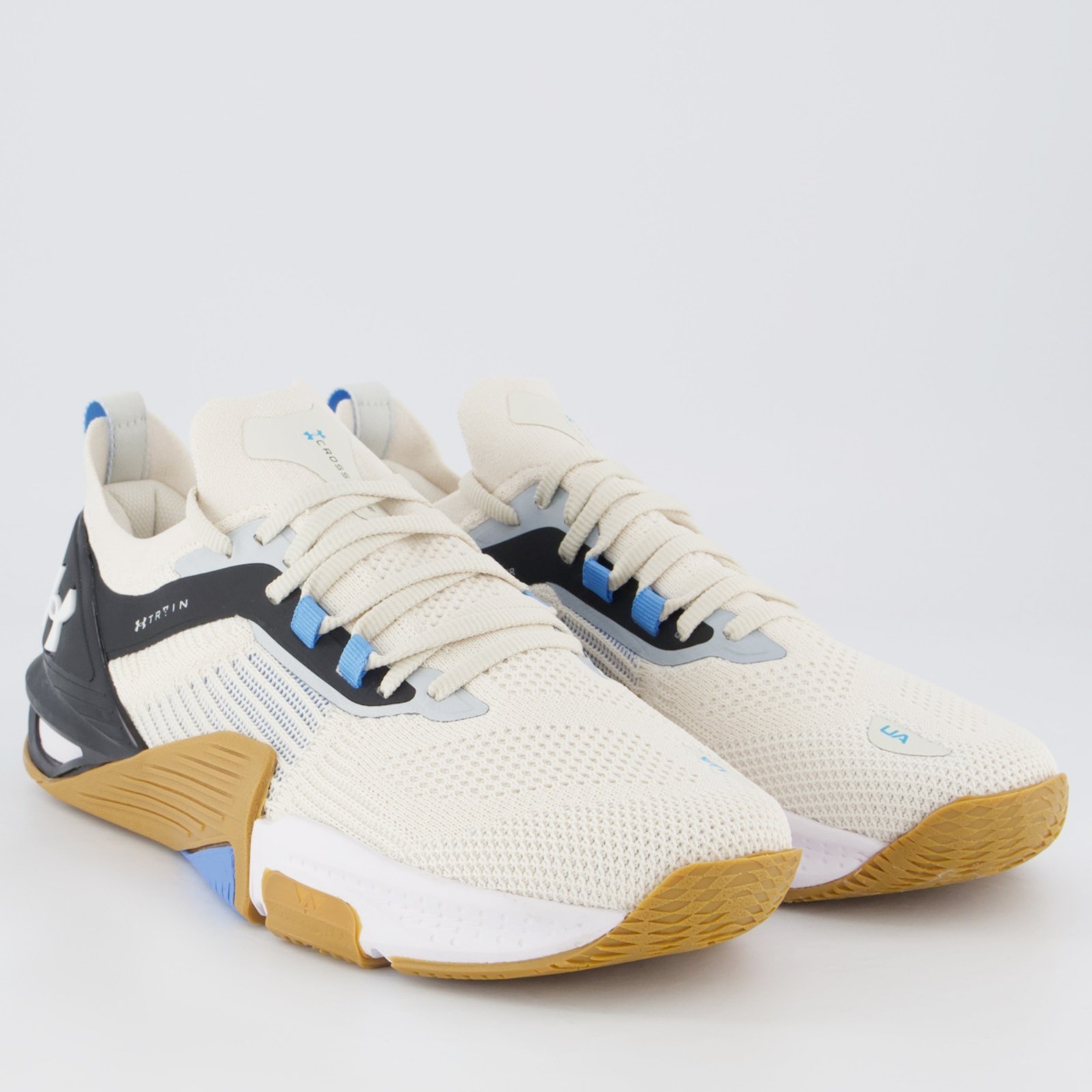 Vista 3 Tênis Under Armour Tribase Cross 2 SE Off-White e Azul Claro branco white branco white