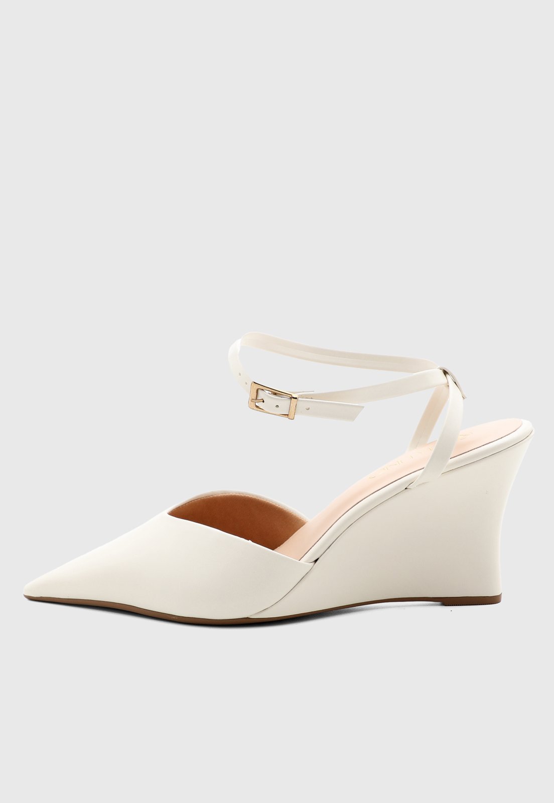 Scarpin Feminino VIA UNO Tira Ajustável Off-White