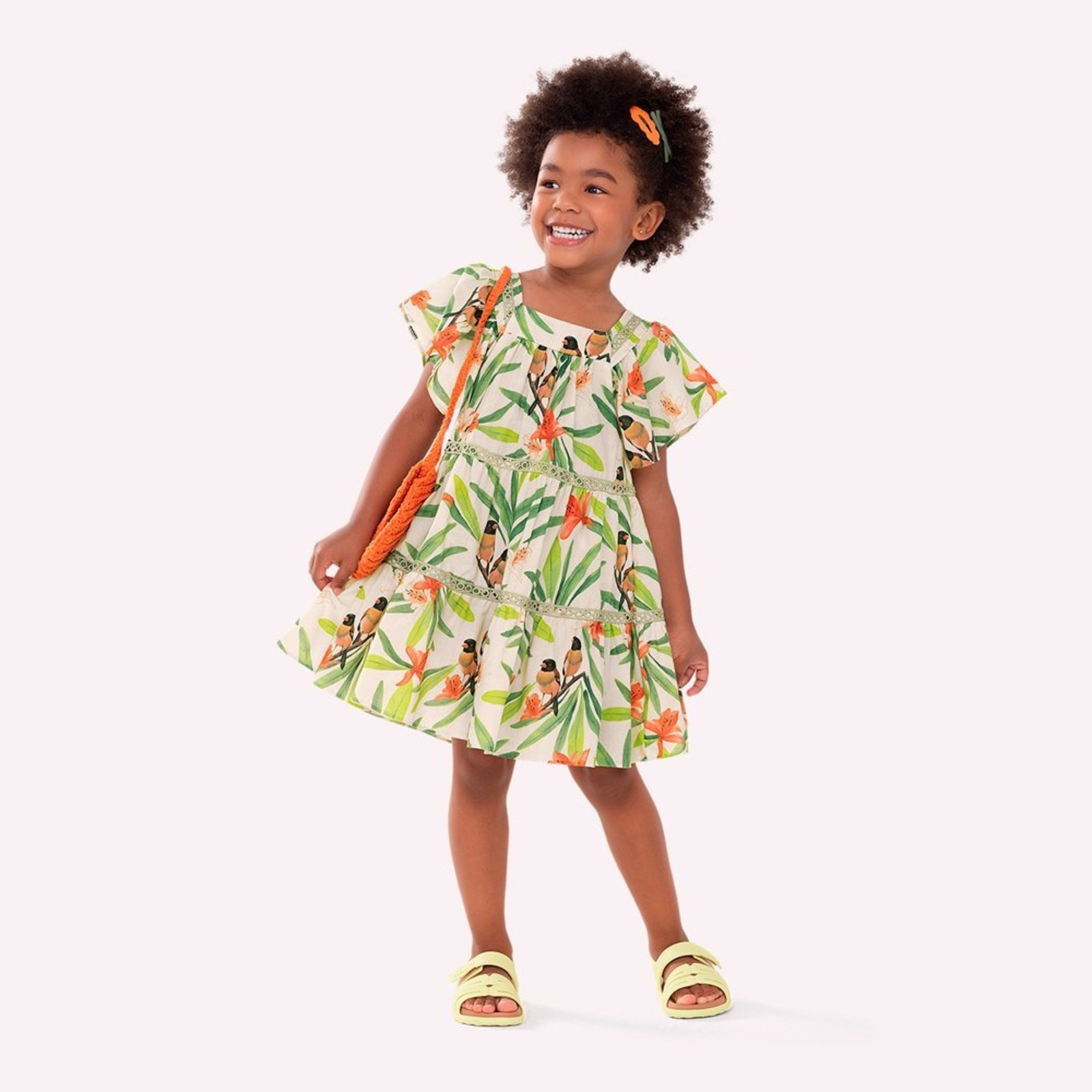 Infantil - Vestido Menina Folhagem Nanai