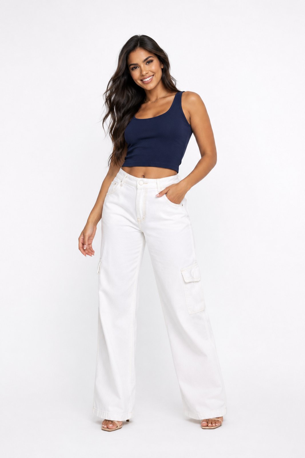 Calça Jeans D Bell Outlet Fashion Reta Branca