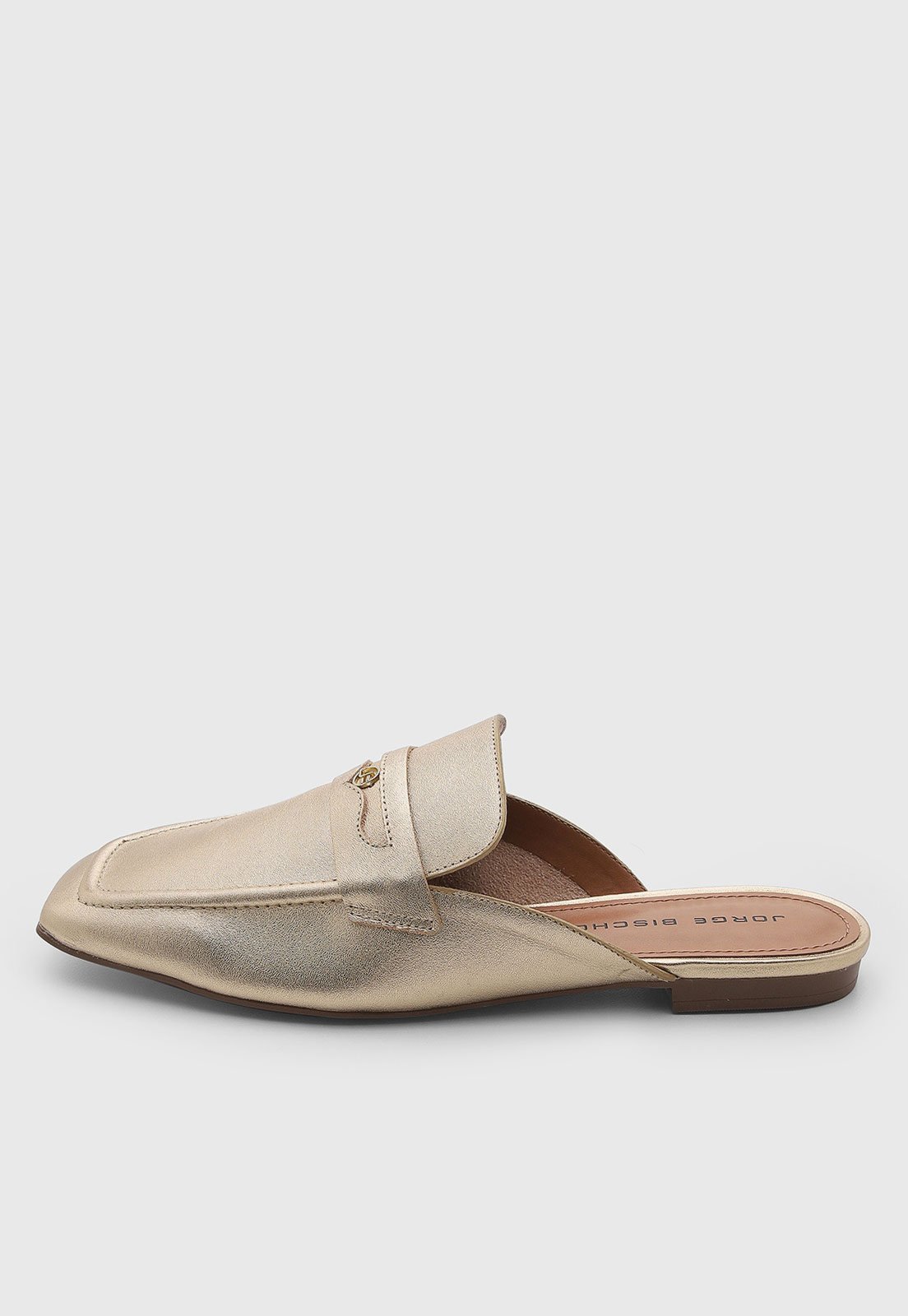 Mocassim Feminino Jorge Bischoff Mule Couro Dourado