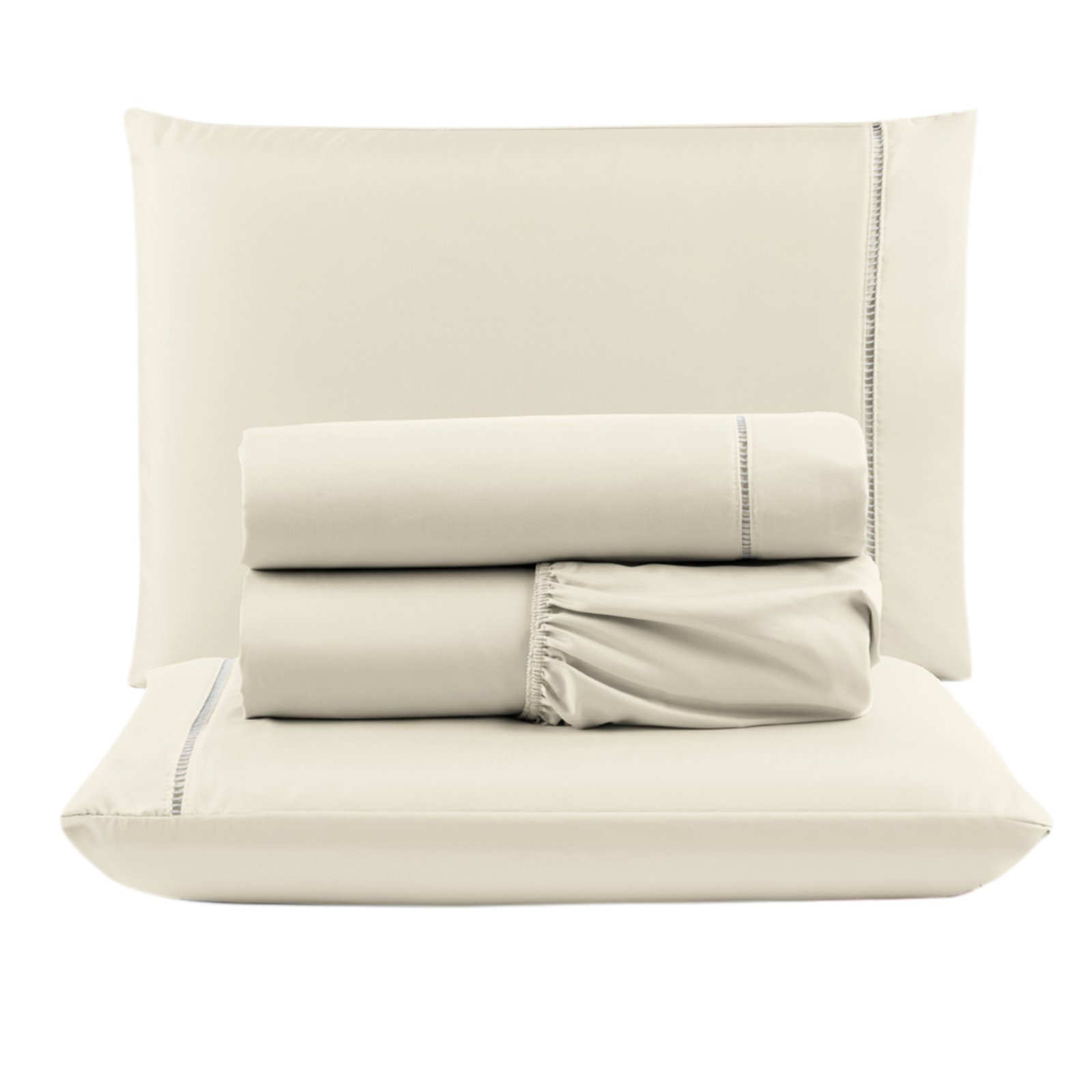 Jogo Cama Lençol Casa Scarpa Unique King Micro Percal 400 Fios Ponto Palito 4 Peças - Palha