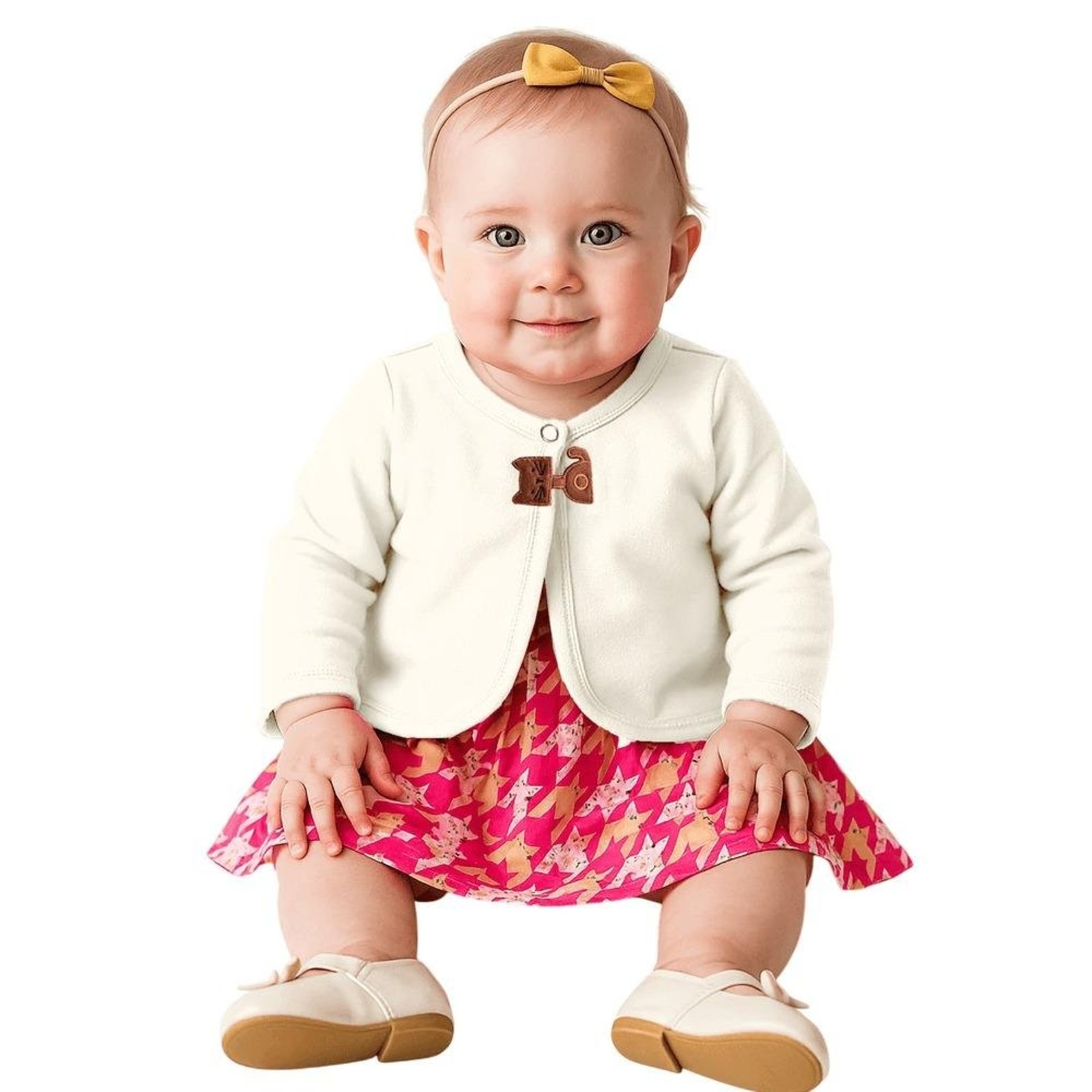Infantil - Casaco Menina Pied Oncinha Alphabeto Off White