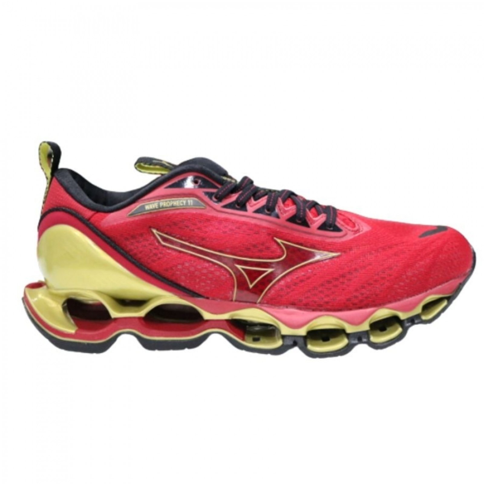 Vista 2 Tênis Mizuno Masculino Wave Prophecy 11 Dourado vermelho Mizuno vermelho