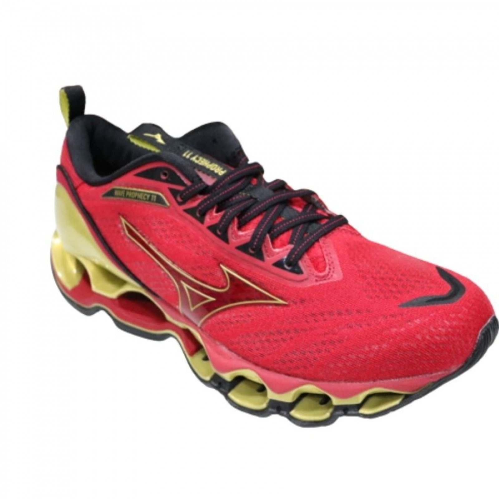 Vista 3 Tênis Mizuno Masculino Wave Prophecy 11 Dourado vermelho Mizuno vermelho