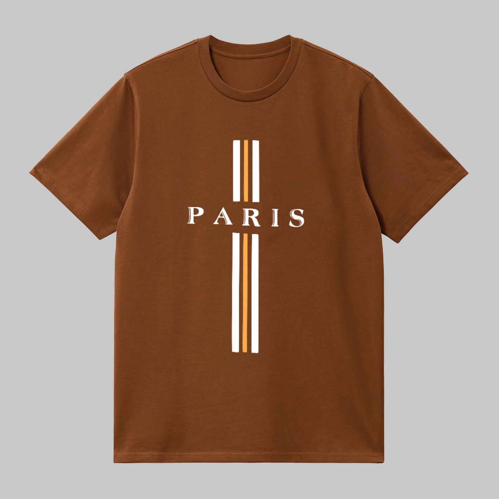 Camiseta Básica Paris Listrada Estilo Premium Confortável Marrom