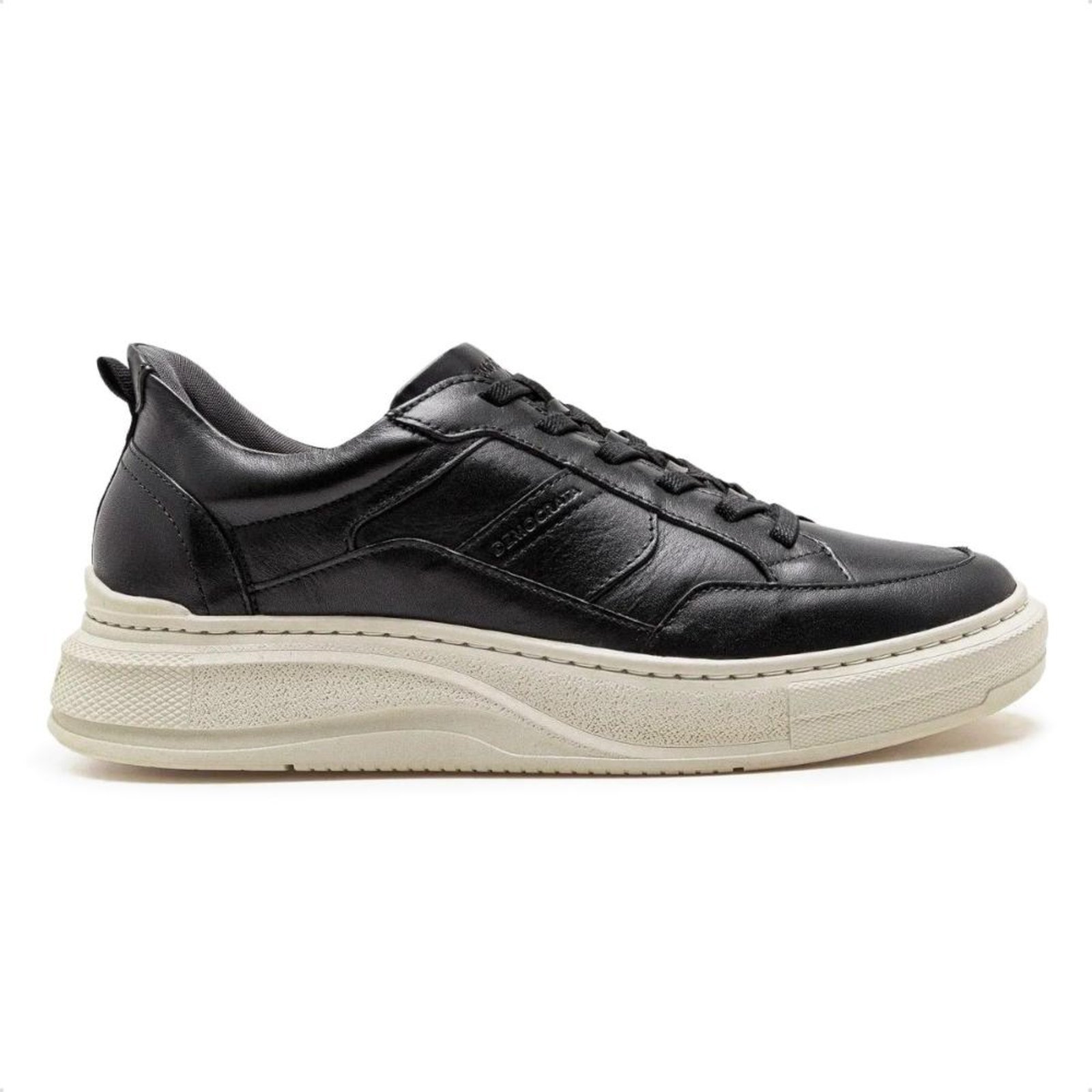 Tênis de Couro Democrata Masculino Pace 653101 Preto