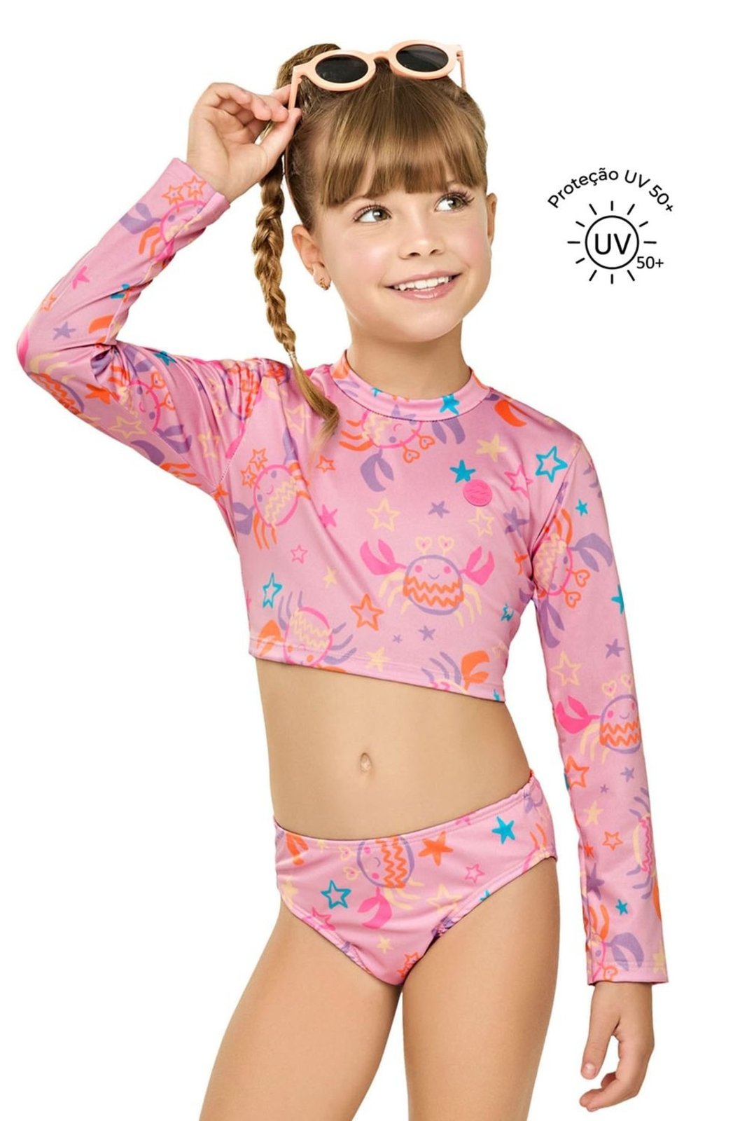 Conjunto de Praia Menina Proteção UV Elian Rosa