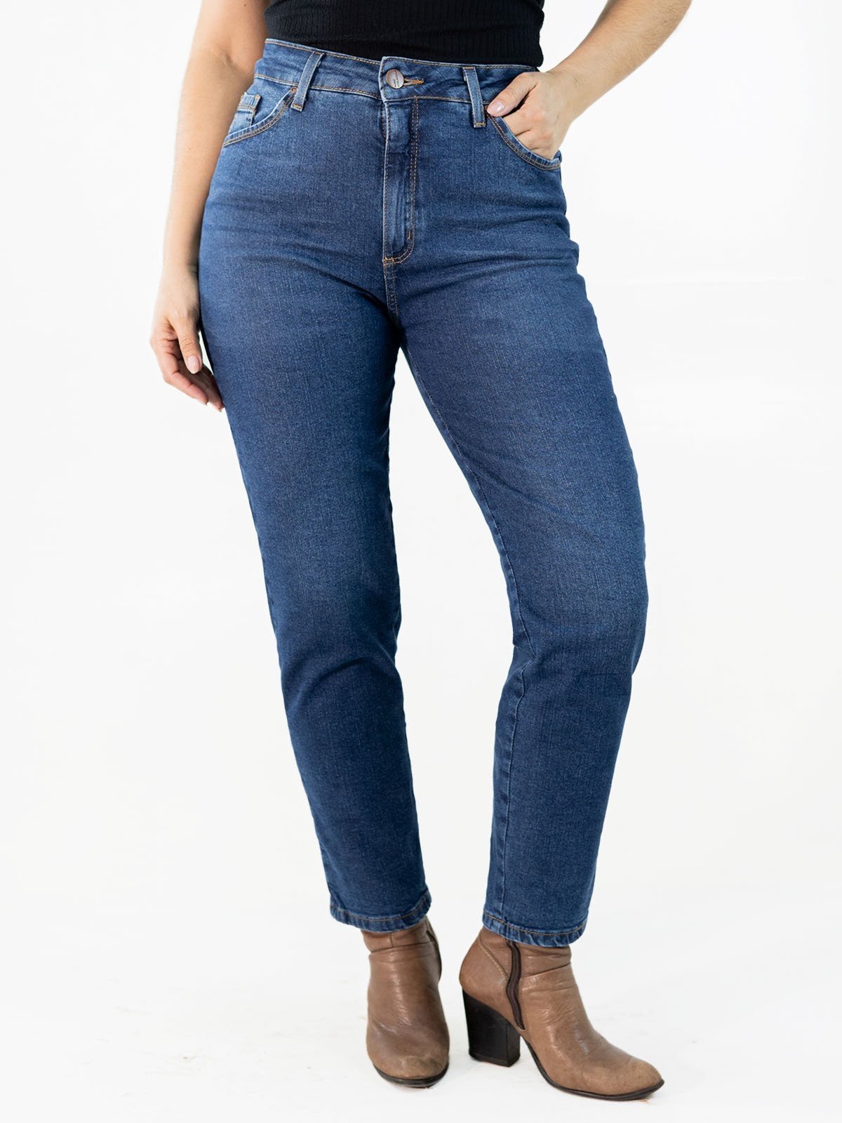 Calça Feminina Mom Jeans Tradicional Elastano Alta Anticorpus
