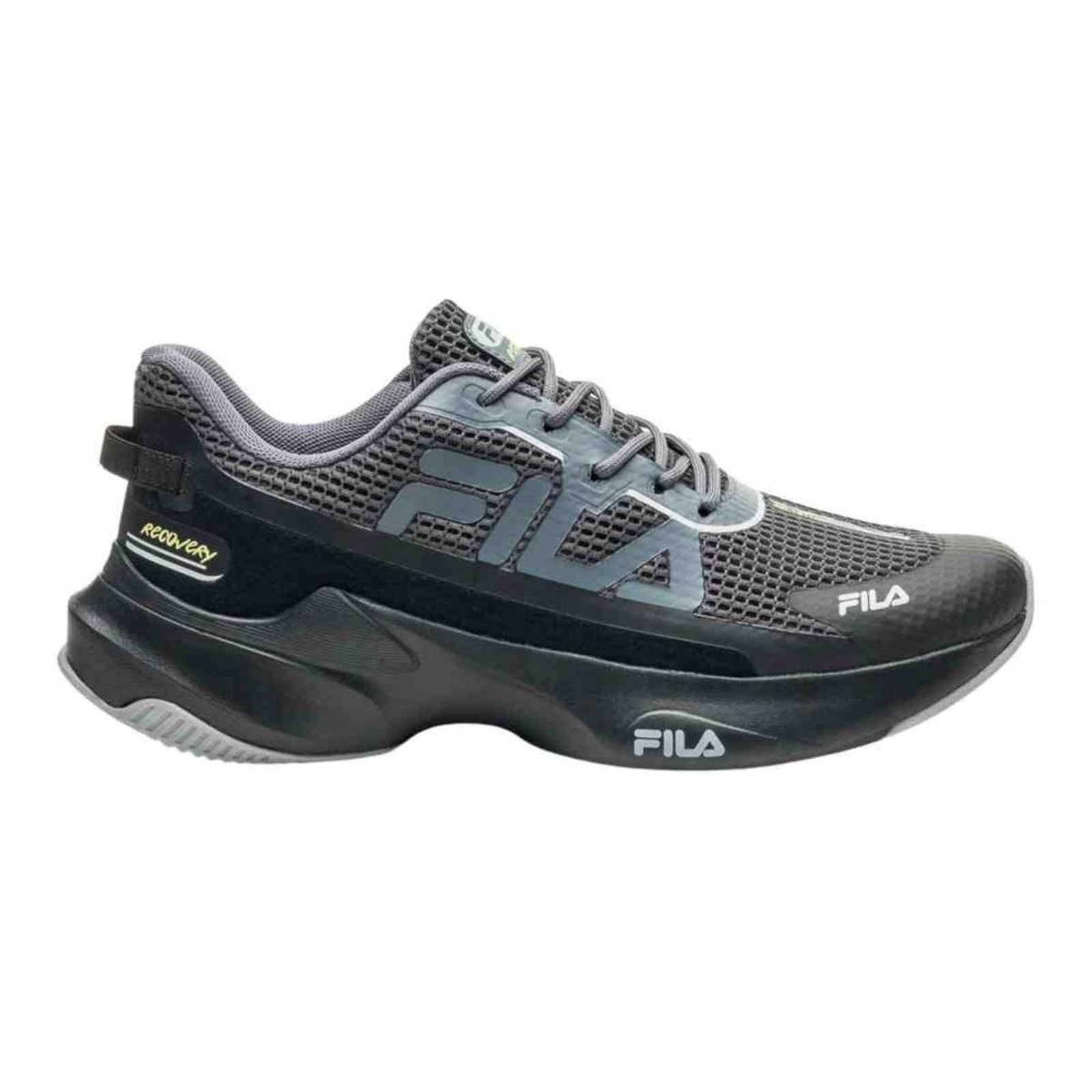 Tênis Corrida Masculino Fila Recovery Chumbo E Preto