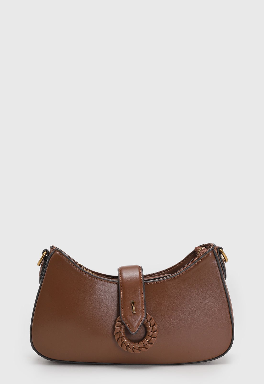 Bolsa Feminina Santa Lolla Detalhe Trançado Caramelo