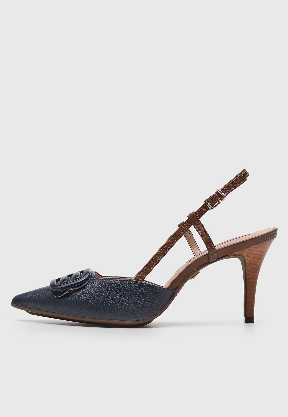 Scarpin Feminino Jorge Bischoff Tiras Salto Fino Azul Marinho