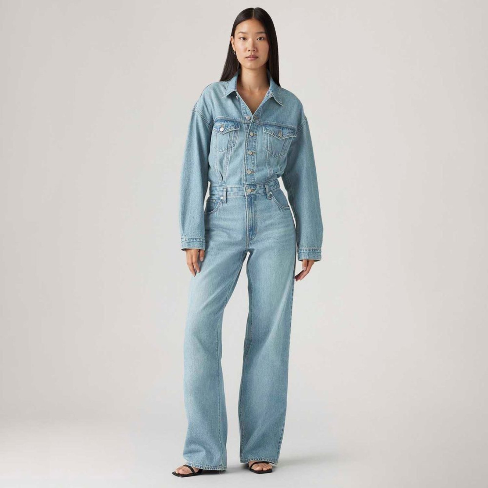 Macacão Jeans Levi’s® Baggy Lavagem Clara Manga Longa