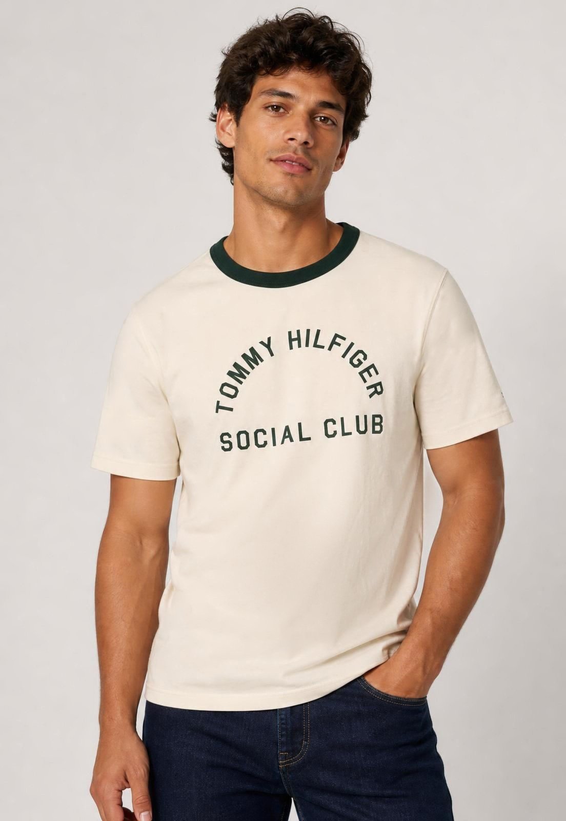Camiseta Masculina Tommy Hilfiger Social Club Off-White